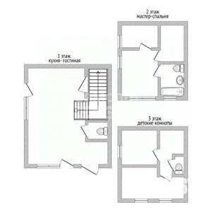 Таунхаус 91м², 3-этажный, участок 2 сот.