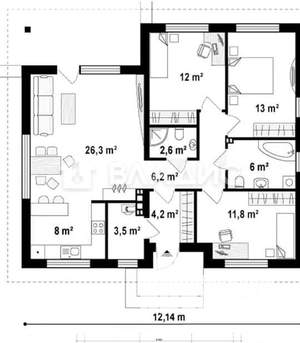 Дом 135м², 1-этажный, участок 10 сот.