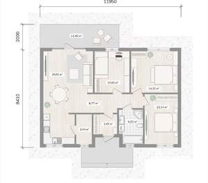 Дом 106м², 1-этажный, участок 7 сот.