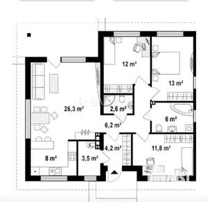 Дом 110м², 1-этажный, участок 6 сот.
