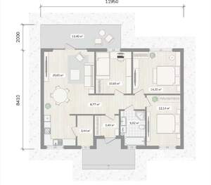 Дом 106м², 1-этажный, участок 7 сот.  