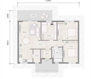 Дом 106м², 1-этажный, участок 7 сот.  