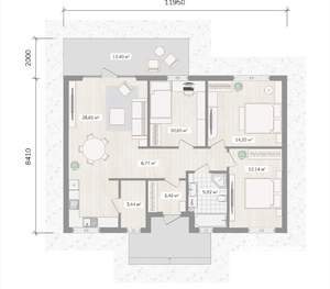 Дом 106м², 1-этажный, участок 7 сот.  