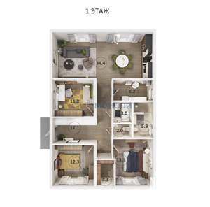 Дом 115м², 2-этажный, участок 7 сот.  