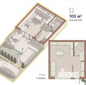 Таунхаус 105м², 3-этажный, участок 1 сот.  