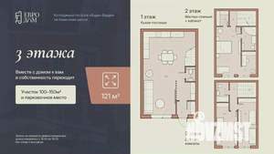 Таунхаус 121м², 3-этажный, участок 2 сот.  
