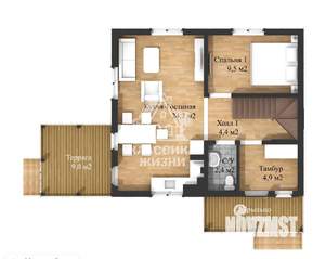 Дом 105м², 2-этажный, участок 5 сот.  