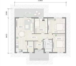 Дом 106м², 1-этажный, участок 7 сот.  