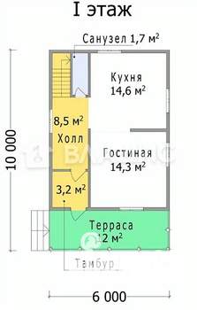 Дом 105м², 2-этажный, участок 5 сот.  