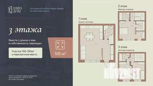 Таунхаус 140м², 3-этажный, участок 2 сот.  