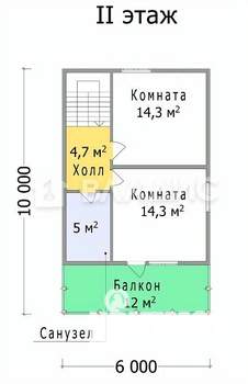 Дом 105м², 2-этажный, участок 5 сот.  