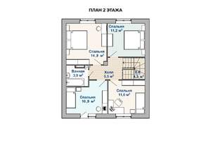 Коттедж 110м², 2-этажный, участок 6 сот.  