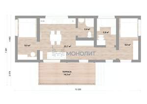 Дом 66м², 1-этажный, участок 5 сот.  