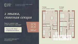 Таунхаус 109м², 2-этажный, участок 2 сот.  