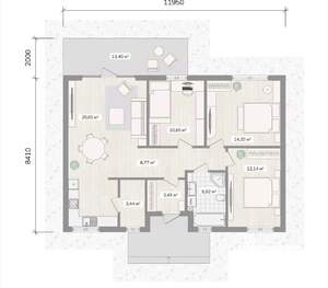 Дом 106м², 1-этажный, участок 7 сот.  