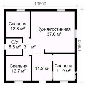 Дом 85м², 1-этажный, участок 7 сот.  