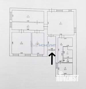 Дом 65м², 1-этажный, участок 6 сот.  