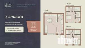 Таунхаус 140м², 3-этажный, участок 2 сот.  