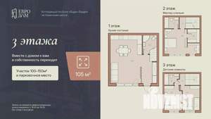 Таунхаус 121м², 3-этажный, участок 1 сот.  