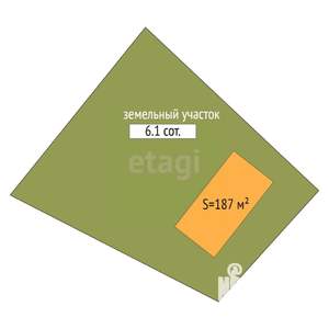 Дом 187м&sup2;, 3-этажный, участок 6 сот.  