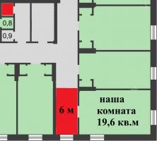 комната в общежитии, 20м2, 3/3 этаж