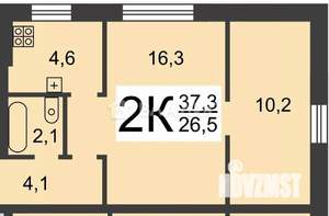 2-к квартира, на длительный срок, 35м2, 1/3 этаж