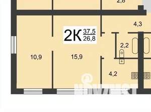 2-к квартира, на длительный срок, 38м2, 3/3 этаж
