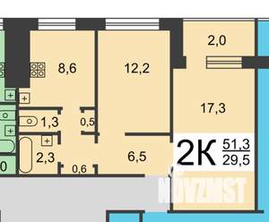 2-к квартира, на длительный срок, 51м2, 8/9 этаж