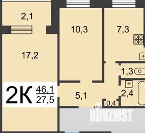 2-к квартира, на длительный срок, 46м2, 9/9 этаж