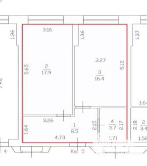 1-к квартира, на длительный срок, 47м2, 1/18 этаж