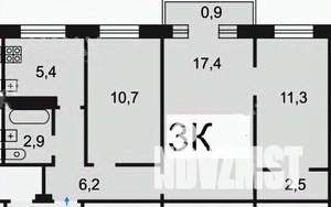 3-к квартира, на длительный срок, 56м2, 2/5 этаж