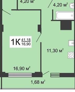 1-к квартира, на длительный срок, 41м2, 9/18 этаж