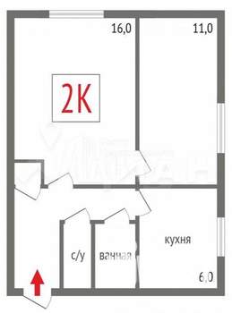2-к квартира, на длительный срок, 42м2, 4/6 этаж