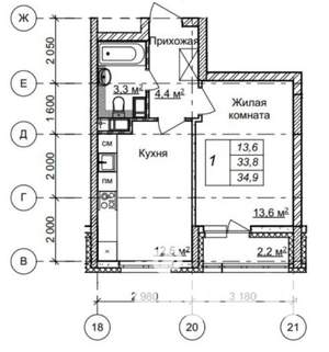1-к квартира, на длительный срок, 35м2, 8/25 этаж