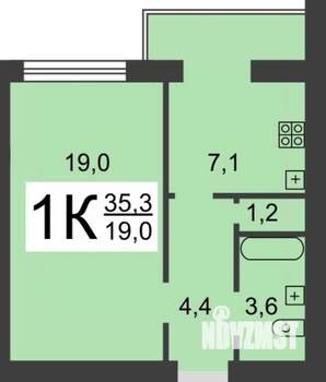1-к квартира, на длительный срок, 35м2, 2/12 этаж