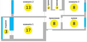 3-к квартира, на длительный срок, 64м2, 3/5 этаж