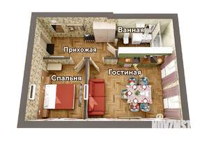 2-к квартира, посуточно, 45м2, 1/1 этаж
