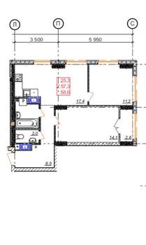 2-к квартира, на длительный срок, 60м2, 12/25 этаж