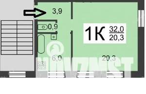 1-к квартира, на длительный срок, 32м2, 1/2 этаж
