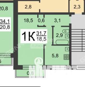 1-к квартира, на длительный срок, 30м2, 5/5 этаж