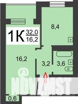 1-к квартира, на длительный срок, 32м2, 4/14 этаж