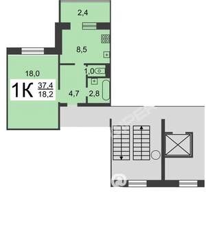 1-к квартира, на длительный срок, 35м2, 1/9 этаж