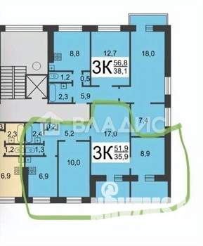 3-к квартира, на длительный срок, 52м2, 5/9 этаж