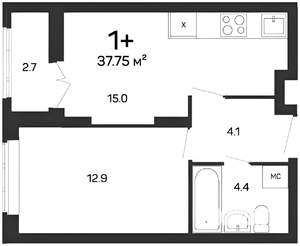 1-к квартира, на длительный срок, 39м2, 6/17 этаж
