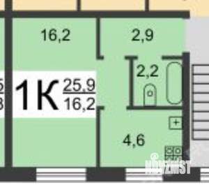 1-к квартира, на длительный срок, 26м2, 1/2 этаж