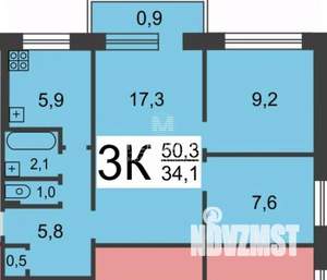 3-к квартира, на длительный срок, 50м2, 3/5 этаж