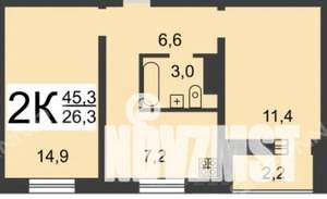 2-к квартира, на длительный срок, 45м2, 8/10 этаж