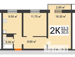 2-к квартира, на длительный срок, 53м2, 8/10 этаж