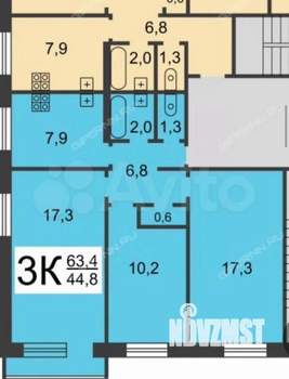 3-к квартира, вторичка, 61м2, 9/9 этаж