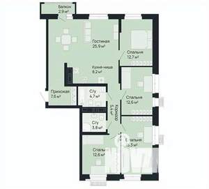 4-к квартира, строящийся дом, 110м2, 7/9 этаж